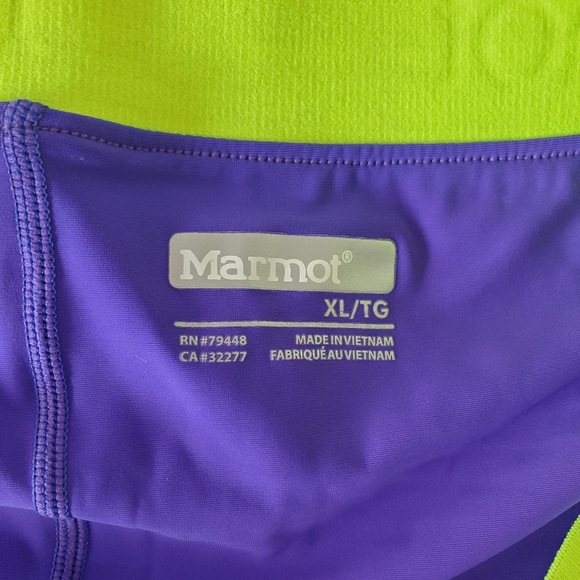 EUC Marmot women's running/athletic shorts, size XL/12, purple/blue, neon green - Picture 4 of 8
